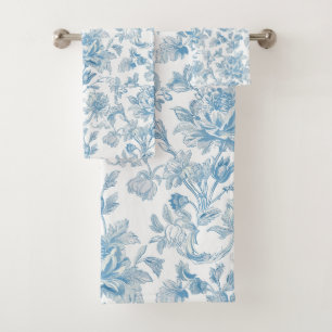 Toile-de-jouy Chinoiserien Blaues Blumenmuster Badhandtuch Set