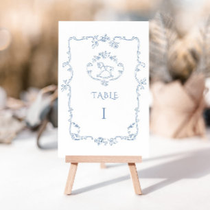 Toile de Jouy elegante Vintage-Rahmen-Babyparty Tischnummer