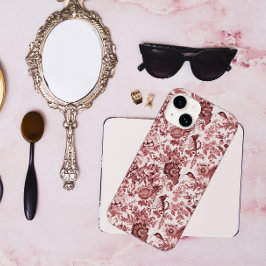 Toile de Jouy Floral Pheasants Red Vintag Case-Mate iPhone 14 Hülle