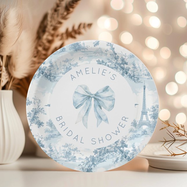 Toile de Jouy Französisch romantisches Brautparty Pappteller (Von Creator hochgeladen)