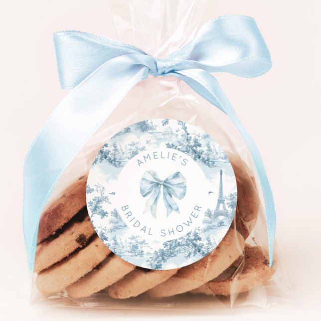 Toile de Jouy Französisch romantisches Brautparty Runder Aufkleber (Von Creator hochgeladen)