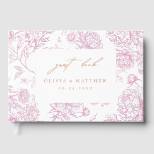 Toile De Jouy Französisches Blumenmuster Rosa Gold Gästebuch