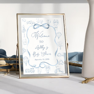 Toile de Jouy Jungen-Baby-Party-Willkommen Poster