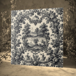 Toile De Jouy Landschaft Florales Motiv Monochrom Fliese