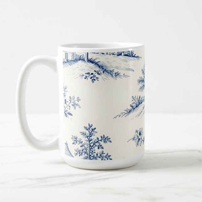 Toile de Jouy Landschaft Nahtloses Muster Kaffeetasse (Links)