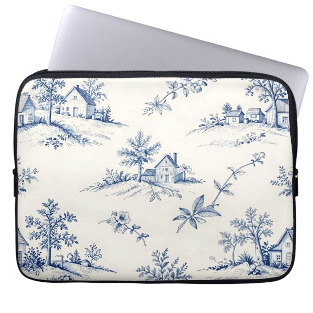 Toile de Jouy Landschaft Nahtloses Muster Laptopschutzhülle (Vorderseite)
