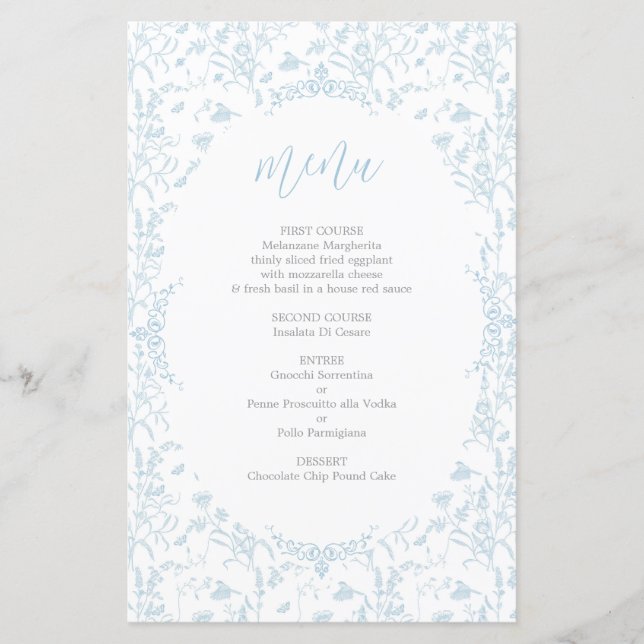 Toile de Jouy Menu Card (Vorderseite)