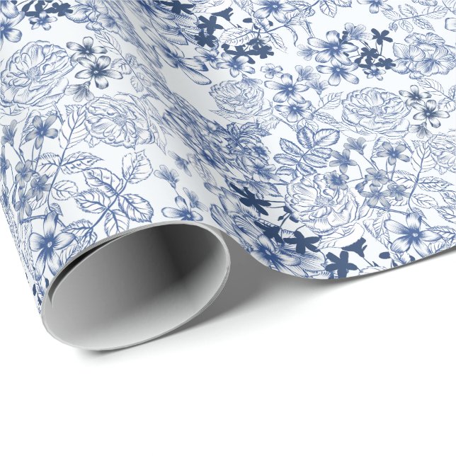 Toile-De-Jouy-Muster-Hochzeit  Geschenkpapier (Rolleneckpunkt)