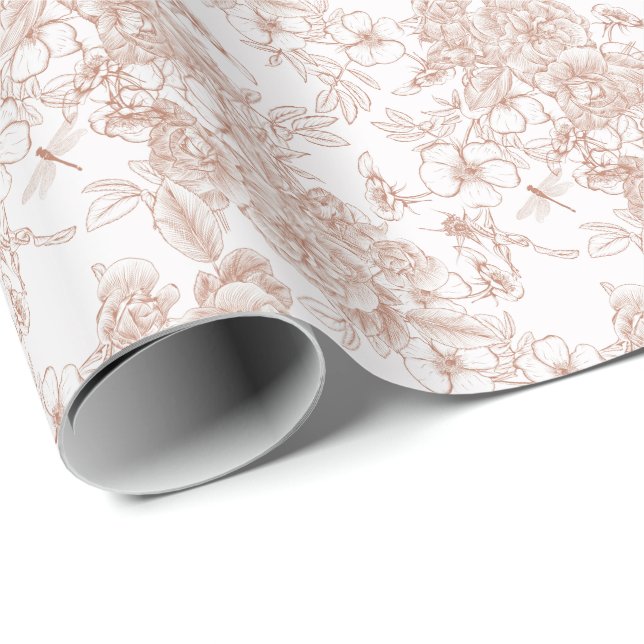 Toile-De-Jouy-Muster-Hochzeit  Geschenkpapier (Rolleneckpunkt)