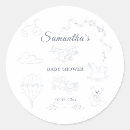 Toile de Jouy Nursery Baby Shower Runder Aufkleber