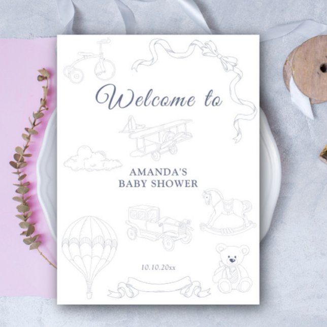 Toile de Jouy Nursery Welcome Baby Shower Poster (Von Creator hochgeladen)