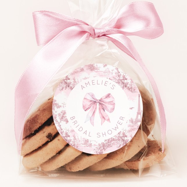 Toile de Jouy Paris Dusty pink bridal shower Runder Aufkleber (Von Creator hochgeladen)