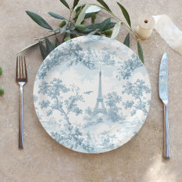 Toile de Jouy Parisian Vintag Baby Dusche Pappteller