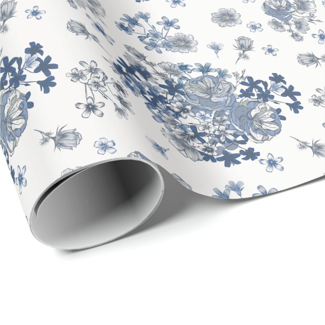 Toile-De-Jouy Pattern Wedding  Geschenkpapier (Rolleneckpunkt)