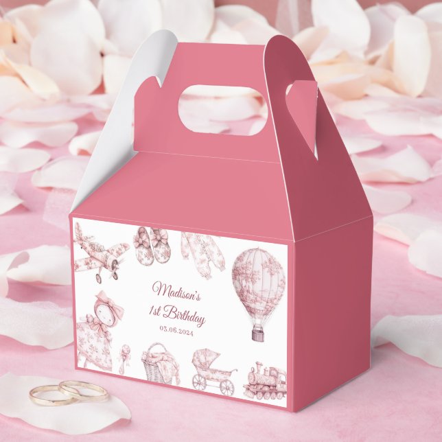Toile De Jouy Pink Birthday Party Geschenkschachtel (Hochzeit)