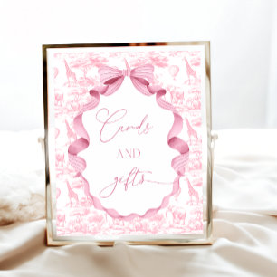 Toile de Jouy Pink Safari Tierkarten und Geschenke Poster