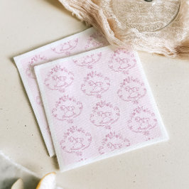 Toile de Jouy rocking horse Pink Baby Girl shower Serviette