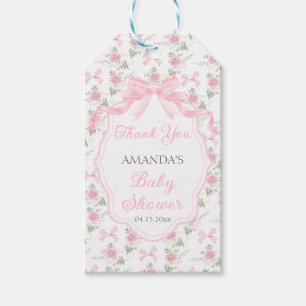 Toile De Jouy Rosa Schleifen Mädchen Baby Shower P Geschenkanhänger
