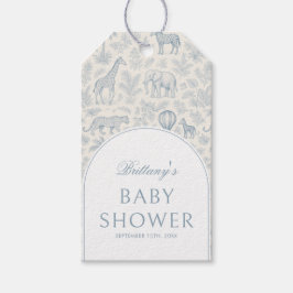 Toile De Jouy Safari Animals Blue Boy Baby Dusche Geschenkanhänger