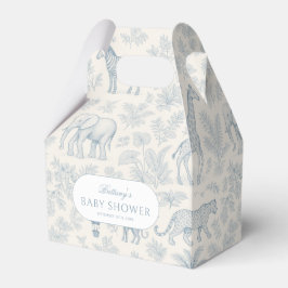 Toile De Jouy Safari Animals Blue Boy Baby Dusche Geschenkschachtel