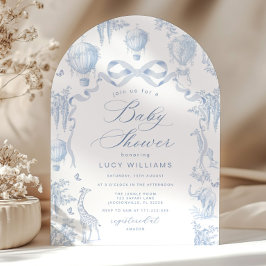 Toile de Jouy Safari Arch Bow Baby Boy Dusche Einladung