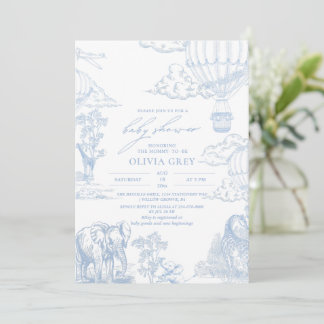 Toile De Jouy Safari Baby Boy Babyparty Einladung