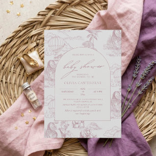 Toile De Jouy Safari Baby Girl Shower Einladung