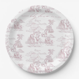 Toile De Jouy Safari Baby Girl Shower Pappteller