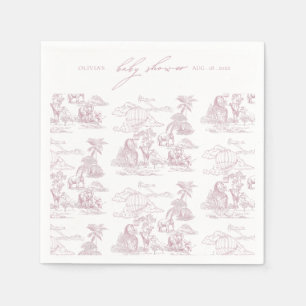 Toile De Jouy Safari Baby Girl Shower Serviette
