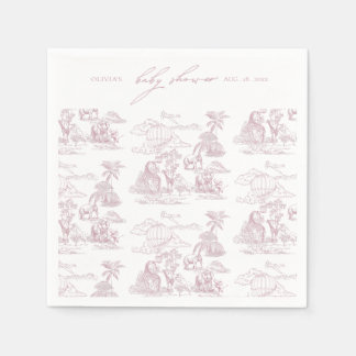 Toile De Jouy Safari Baby Girl Shower Serviette