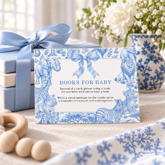 Toile de Jouy Safari Baby Shower Bücher für Baby Begleitkarte