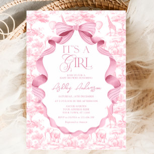 Toile de Jouy Safari Baby Shower - Es ist ein Mädc Einladung