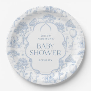 Toile De Jouy Safari Blau Baby Shower Papier Telle Pappteller