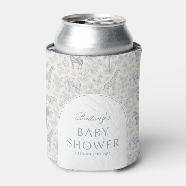 Toile De Jouy Safari Blue Boy Baby Dusche Dosenkühler (Kanne Vorderseite)