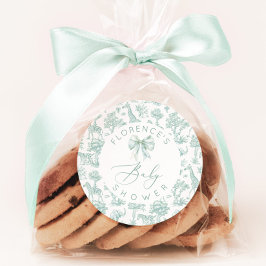 Toile de jouy Safari Dschungel Green Baby Dusche Runder Aufkleber