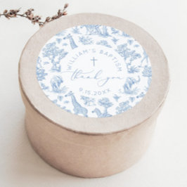 Toile de Jouy Safari-Junge Taufe Danke Runder Aufkleber