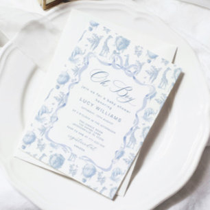 Toile de Jouy Safari Oh Boy Baby Shower Einladung