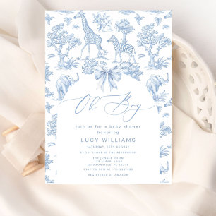 Toile de Jouy Safari Oh Boy Baby Shower Einladung