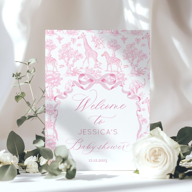 Toile de Jouy Safari Pink Babydusche Begrüßung Poster (Von Creator hochgeladen)