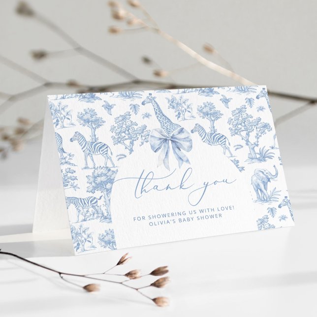 Toile de Jouy Safari tiere Babydusche Dankeskarte (Von Creator hochgeladen)