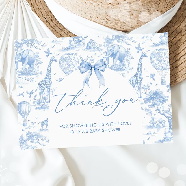 Toile de Jouy Safari tiere Babydusche Dankeskarte (Von Creator hochgeladen)