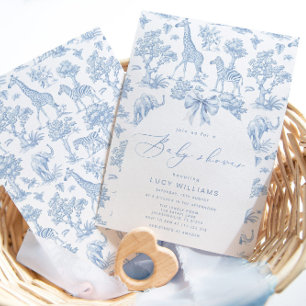 Toile de Jouy Safari tiere Babydusche Einladung