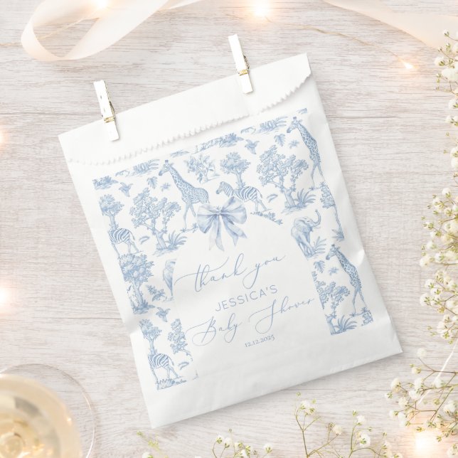 Toile de Jouy Safari tiere Babydusche Geschenktütchen (Ausgeschnitten)