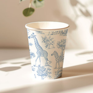 Toile de Jouy Safari-Tiere blau Baby-Party Pappbecher