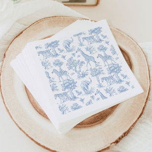 Toile de Jouy Safari Tiere Blau Babydusche Serviette