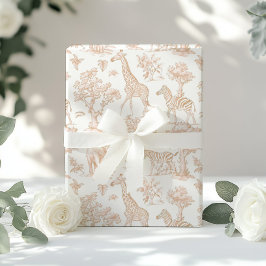 Toile de Jouy Safari Tiere Boho beige elegant Geschenkpapier