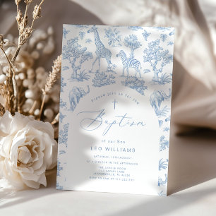 Toile de Jouy Safari Tiere Boy Taufe Einladung