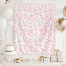 Toile de Jouy Safari Tiere Rosa Babydusche Wandteppich