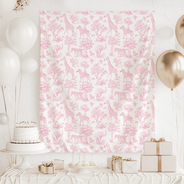 Toile de Jouy Safari Tiere Rosa Babydusche Wandteppich (Von Creator hochgeladen)