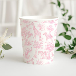 Toile de Jouy Safari Tiere rosa niedlich Pappbecher